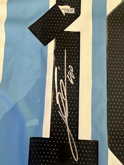 Lionel Messi Autographed Hand Signed Custom Framed Argentina Jersey - Fanatics COA