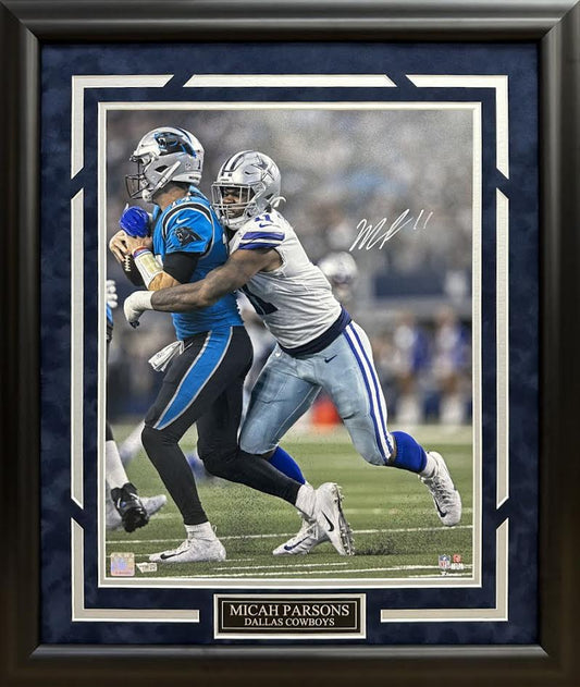 Micah Parsons Autographed Hand Signed Custom Framed 16x20 Dallas Cowboys Photo - Fanatics COA