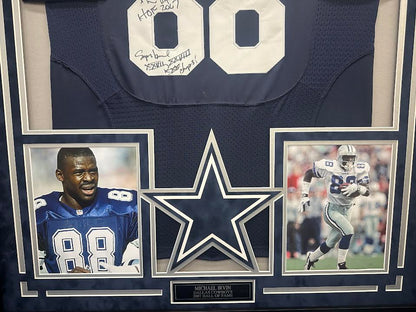 Michael Irvin Autographed Hand Signed Custom Framed Dallas Cowboys Jersey - JSA COA