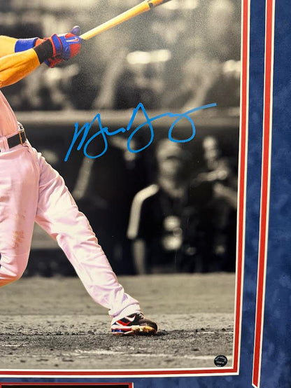 Michael Young Autographed Hand Signed Custom Framed 16x20 Texas Rangers Photo - Authentic Ink COA
