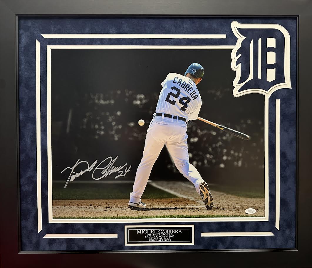 Miguel Cabrera Autographed Hand Signed Custom Framed 16x20 Detroit Tigers Photo - JSA COA