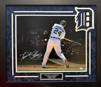 Miguel Cabrera Autographed Hand Signed Custom Framed 16x20 Detroit Tigers Photo - JSA COA