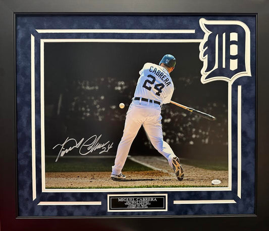 Miguel Cabrera Autographed Hand Signed Custom Framed 16x20 Detroit Tigers Photo - JSA COA