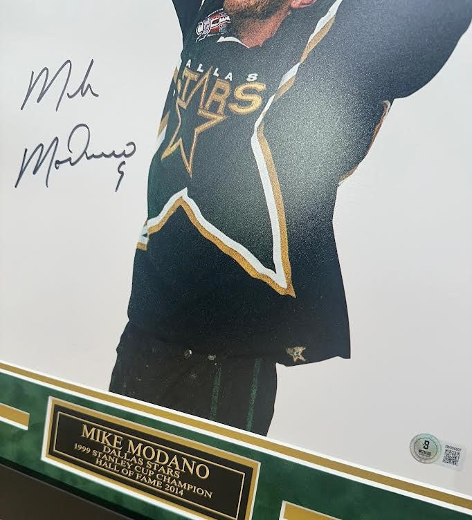 Mike Modano Autographed Hand Signed Custom Framed 16x20 Dallas Stars Photo - Beckett COA