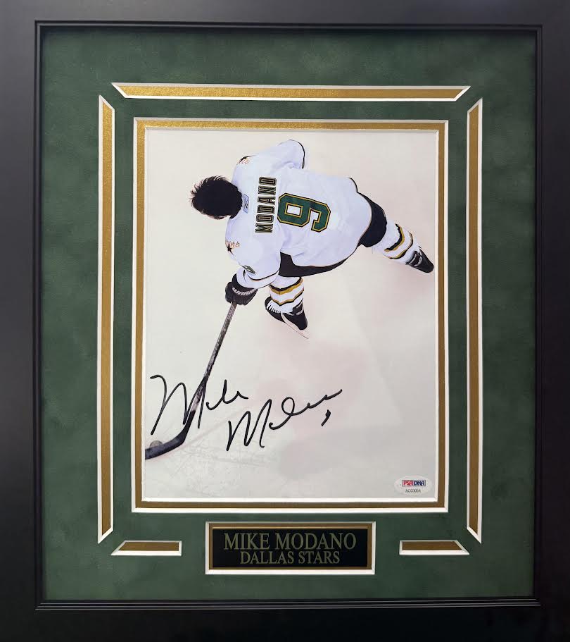 Mike Modano Autographed Hand Signed Custom Framed 8x10 Dallas Stars Photo - PSA/DNA COA