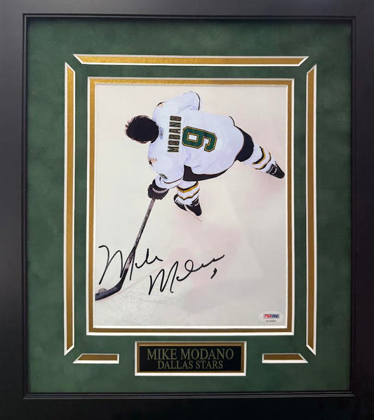 Mike Modano Autographed Hand Signed Custom Framed 8x10 Dallas Stars Photo - PSA/DNA COA