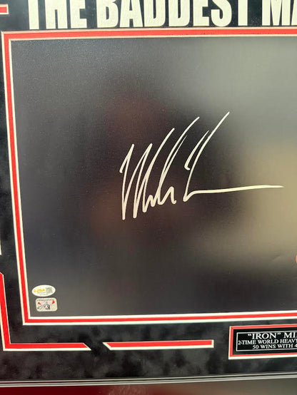 Mike Tyson Autographed Hand Signed Custom Framed 12x24 Photo - JSA COA