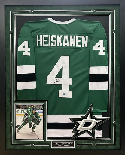Miro Heiskanen Autographed Hand Signed Custom Framed Dallas Stars Jersey - Beckett COA