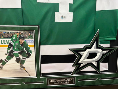 Miro Heiskanen Autographed Hand Signed Custom Framed Dallas Stars Jersey - Beckett COA