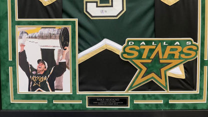 Mike Modano Autographed Hand Signed Custom Framed Dallas Stars Jersey - Beckett COA