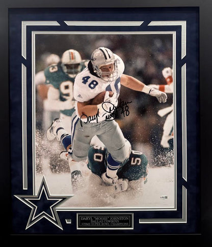 Daryl "Moose" Johnston Autographed Hand Signed Custom Framed 16x20 Dallas Cowboys Photo - JSA COA