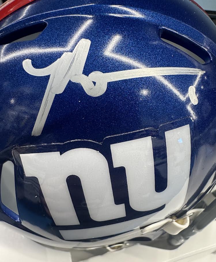 Malik Nabers Autographed Hand Signed New York Giants Mini Helmet - Fanatics COA
