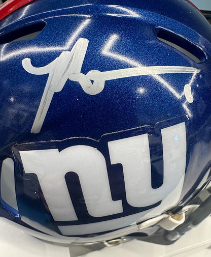 Malik Nabers Autographed Hand Signed New York Giants Mini Helmet - Fanatics COA