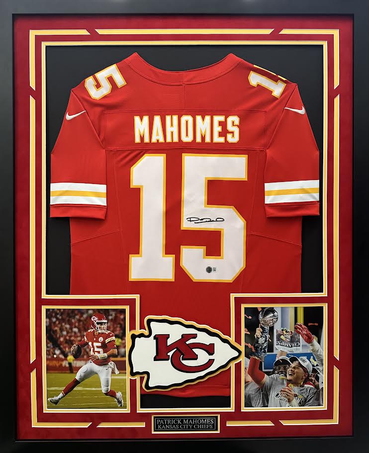Patrick Mahomes Autographed Hand Signed Custom Framed Kansas City Chiefs Jersey - Beckett COA