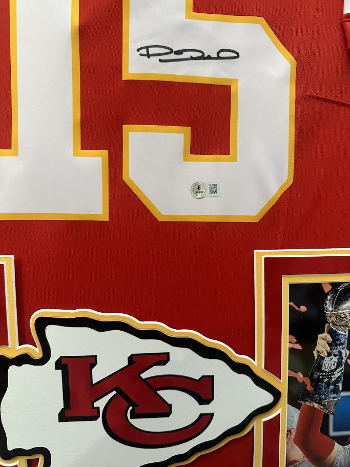 Patrick Mahomes Autographed Hand Signed Custom Framed Kansas City Chiefs Jersey - Beckett COA