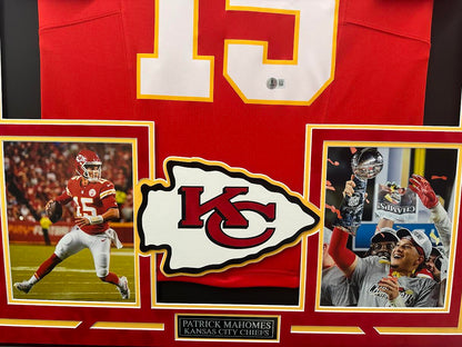Patrick Mahomes Autographed Hand Signed Custom Framed Kansas City Chiefs Jersey - Beckett COA