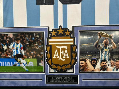 Lionel Messi Autographed Hand Signed Custom Framed Argentina Jersey - Beckett COA