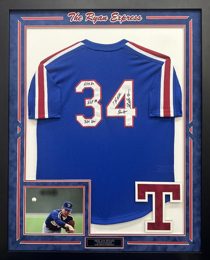 Nolan Ryan Autographed Hand Signed Custom Framed Texas Rangers Jersey - Nolan Hologram