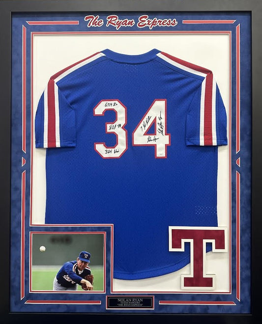 Nolan Ryan Autographed Hand Signed Custom Framed Texas Rangers Jersey - Nolan Hologram