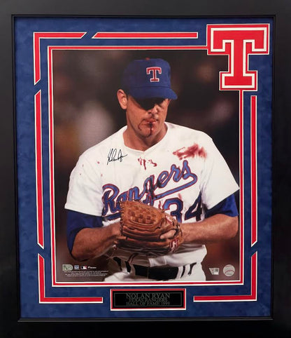 Nolan Ryan Autographed Hand Signed Custom Framed 16x20 Texas Rangers Photo - Fanatics COA