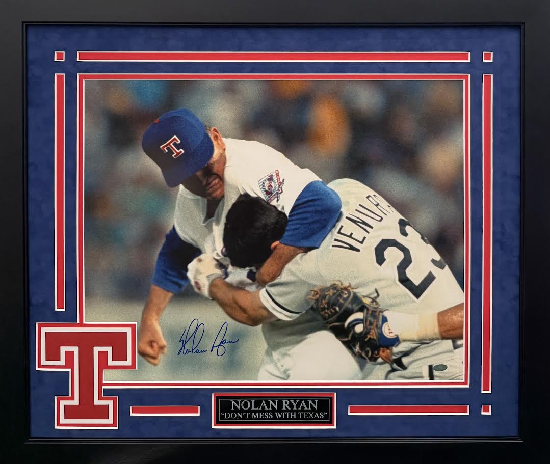 Nolan Ryan Autographed Hand Signed Custom Framed 16x20 Texas Rangers Photo - Nolan Holo