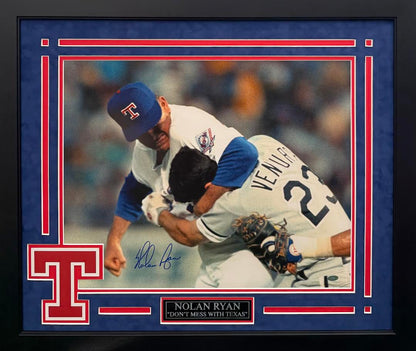 Nolan Ryan Autographed Hand Signed Custom Framed 16x20 Texas Rangers Photo - Nolan Holo