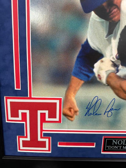Nolan Ryan Autographed Hand Signed Custom Framed 16x20 Texas Rangers Photo - Nolan Holo