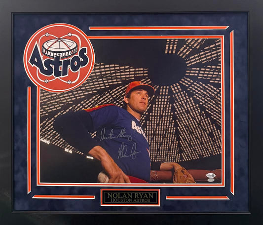 Nolan Ryan Autographed Hand Signed Custom Framed 16x20 Houston Astros Photo - JSA COA