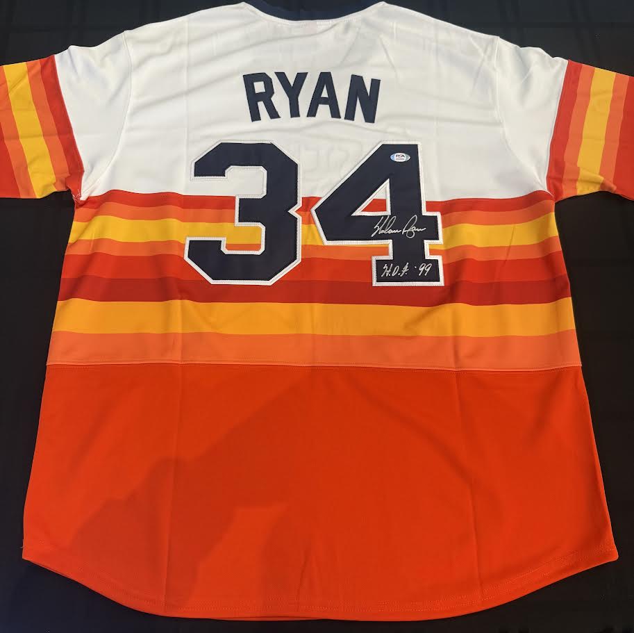 Nolan Ryan Autographed Hand Signed Custom Houston Astros Jersey W/ Inscription - PSA COA