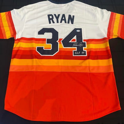 Nolan Ryan Autographed Hand Signed Custom Houston Astros Jersey W/ Inscription - PSA COA