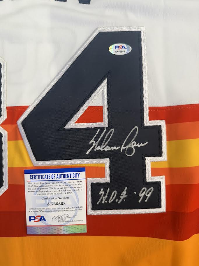 Nolan Ryan Autographed Hand Signed Custom Houston Astros Jersey W/ Inscription - PSA COA