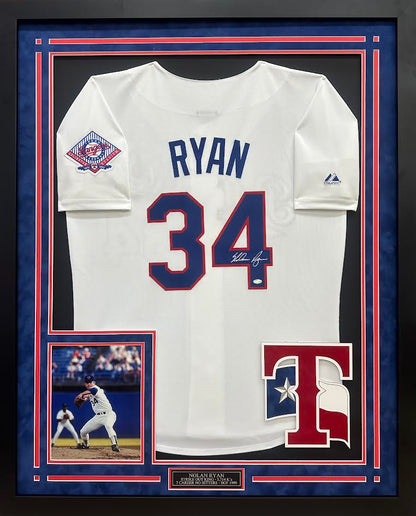 Nolan Ryan Autographed Hand Signed Custom Framed Texas Rangers Jersey - Nolan Ryan COA