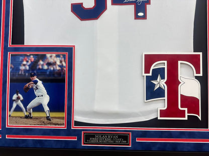 Nolan Ryan Autographed Hand Signed Custom Framed Texas Rangers Jersey - Nolan Ryan COA