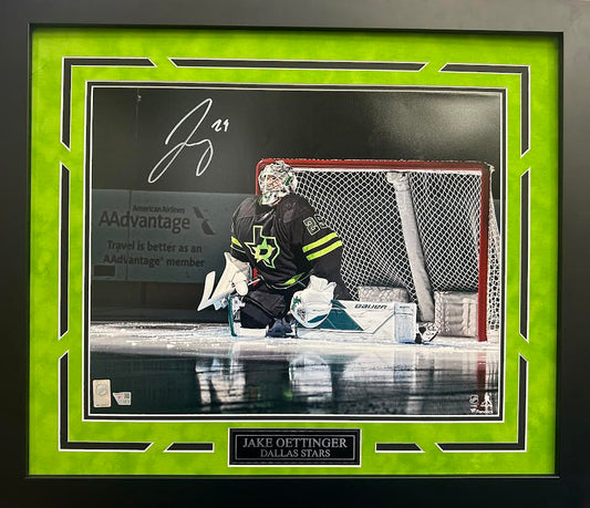 Jake Oettinger Autographed Hand Signed Custom Framed 16x20 Dallas Stars Photo - Fanatics COA