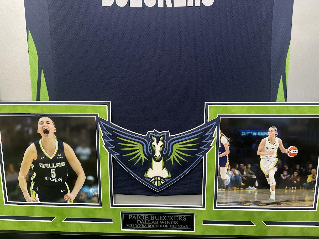 Paige Bueckers Autographed Hand Signed Custom Framed Dallas Wings Jersey - JSA COA