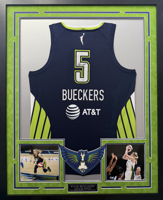 Paige Bueckers Autographed Hand Signed Custom Framed Dallas Wings Jersey - JSA COA