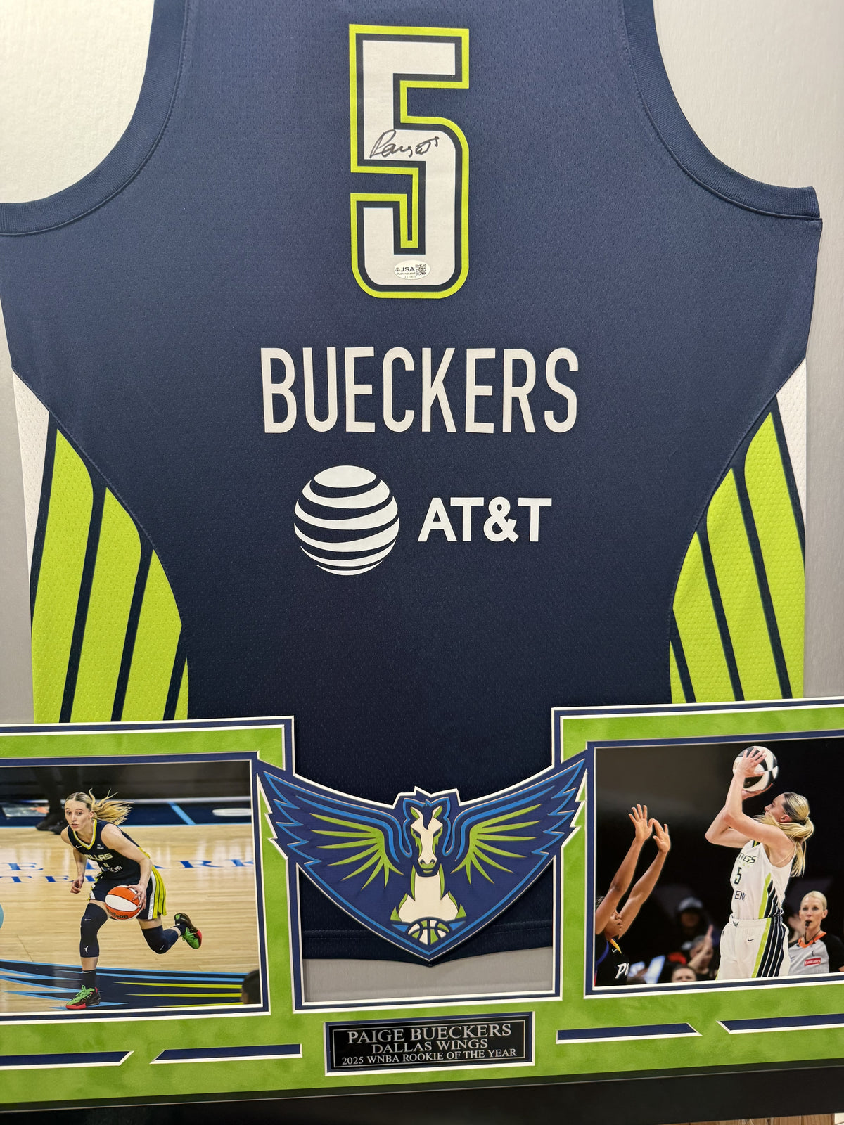 Paige Bueckers Autographed Hand Signed Custom Framed Dallas Wings Jersey - JSA COA