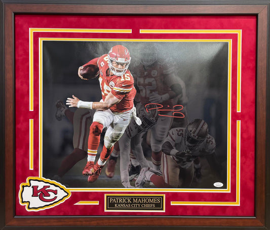 Patrick Mahomes Autographed Hand Signed Custom Framed 16x20 Chiefs Photo - JSA COA