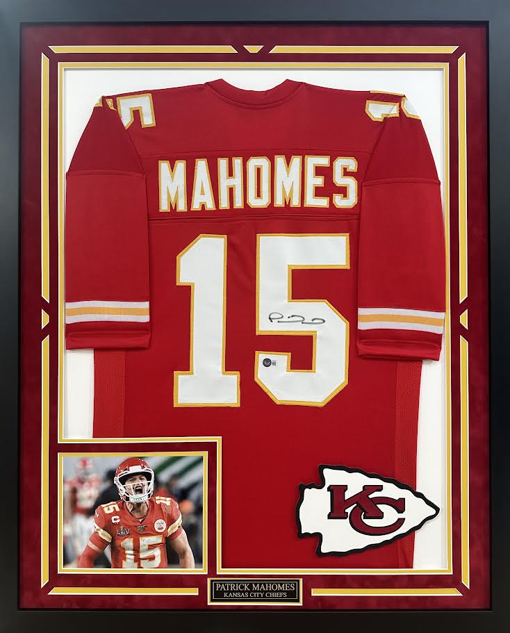 Patrick Mahomes Autographed Hand Signed Custom Framed Kansas City Chiefs Jersey - Beckett COA