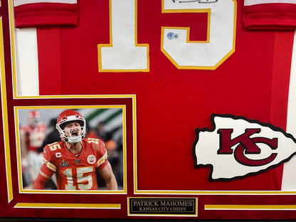 Patrick Mahomes Autographed Hand Signed Custom Framed Kansas City Chiefs Jersey - Beckett COA