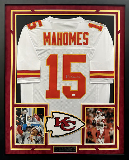 Patrick Mahomes Autographed Hand Signed Custom Framed Kansas City Chiefs Jersey - JSA COA
