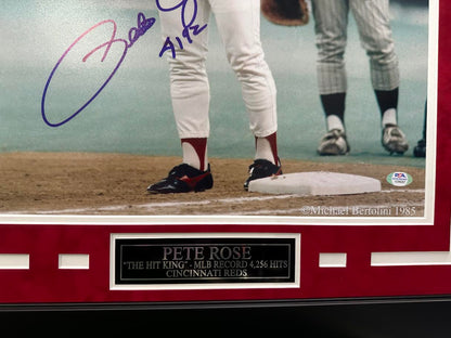 Pete Rose Autographed Hand Signed Custom Framed 16x20 Cincinnati Reds Photo - PSA COA
