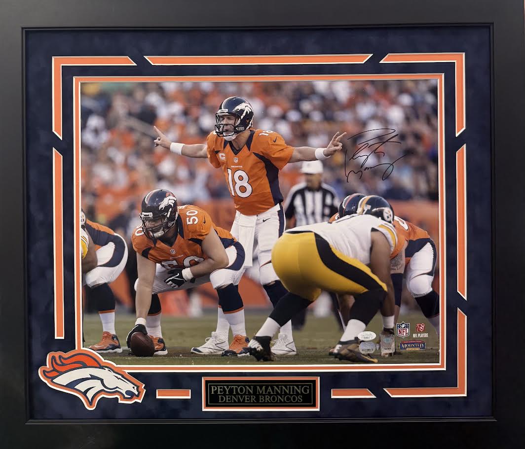 Peyton Manning Autographed Hand Signed Custom Framed 16x20 Denver Broncos Photo - JSA COA
