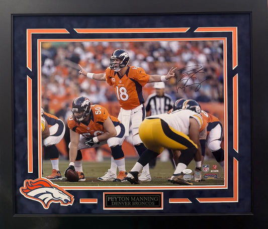 Peyton Manning Autographed Hand Signed Custom Framed 16x20 Denver Broncos Photo - JSA COA