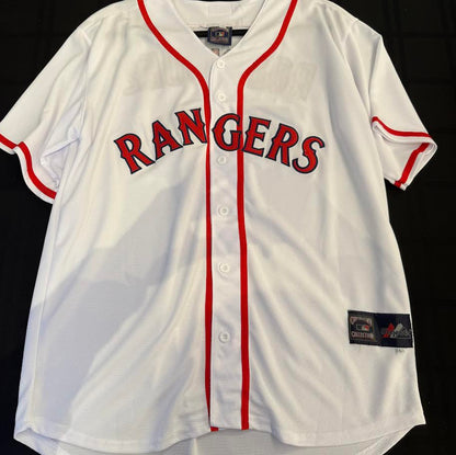 Pudge Rodriguez Autographed Hand Signed Custom Majestic Texas Rangers Jersey - JSA COA