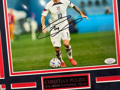 Christian Pulisic Autographed Hand Signed Custom Framed 8x10 U.S. Men's National Team Photo - JSA COA