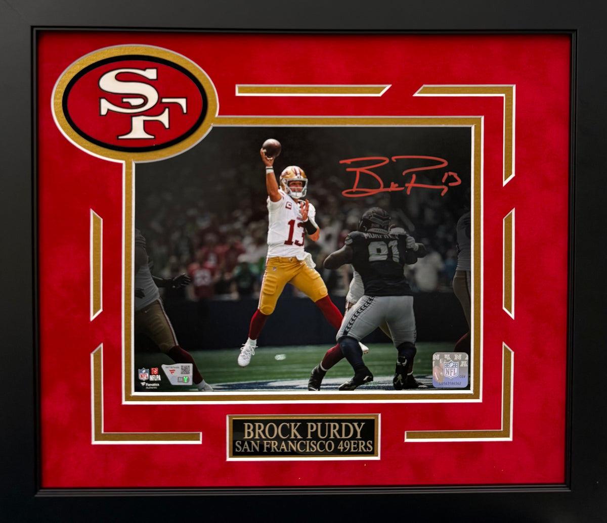 Brock Purdy Autographed Hand Signed Custom Framed 8x10 San Francisco 49ers Photo - Fanatics COA