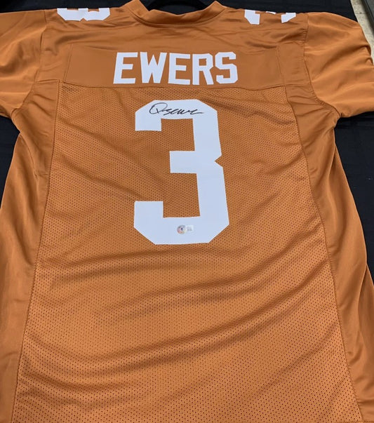 Quinn Ewers Autographed Hand Signed Custom Texas Longhorns Jersey - Beckett COA