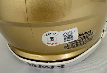 Roger Staubach Autographed Hand Signed Navy Mini Helmet - Beckett COA