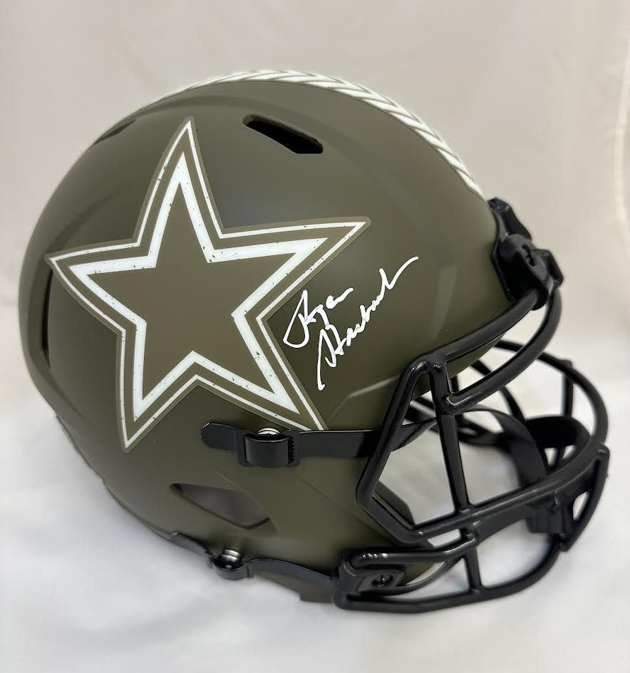 Roger Staubach Signed Full Size Replica Salute to Service Dallas Cowboys Helmet - Beckett COA